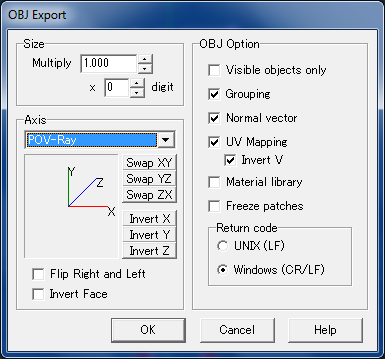 Export settings to OBJ